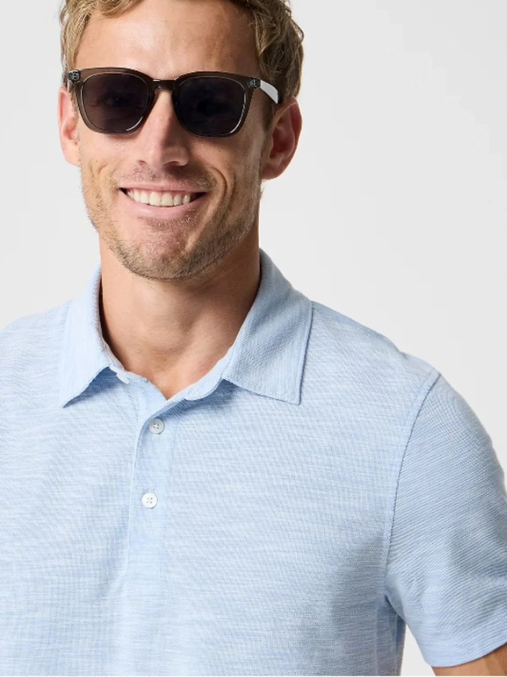 J crew faded chambray Slub piqué performance polo shirt